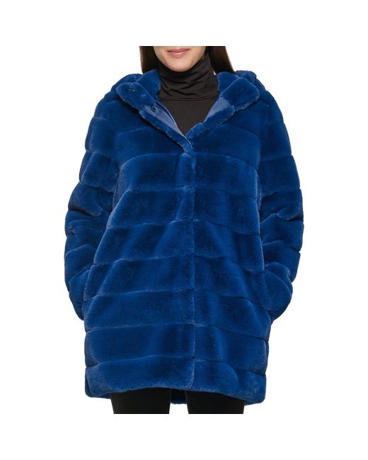 Kenneth Cole Blue Classic Mink Style Faux Fur Coat