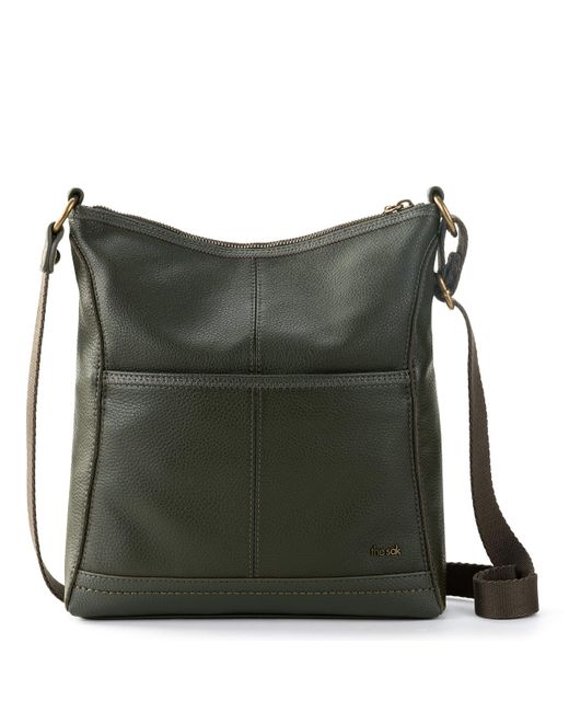 The Sak Iris Red Pebble Leather Brass Tone Crossbody Shoulder Bag