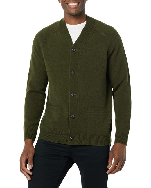 Cardigan Con Scollo A v In Lana D'Agnello Uomo di Amazon Essentials in Green da Uomo