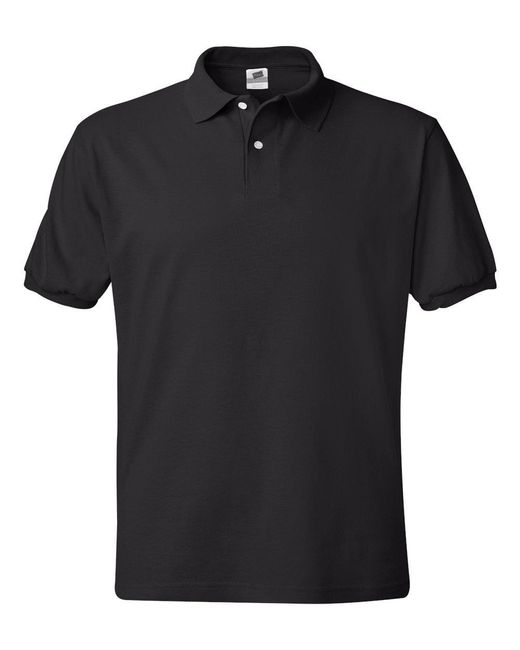 Hanes Black Short-sleeve Jersey Polo for men