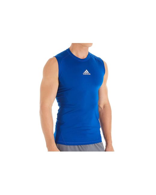 adidas Training Alphaskin Sport Sleeveless Tee in Blue for Men | Lyst