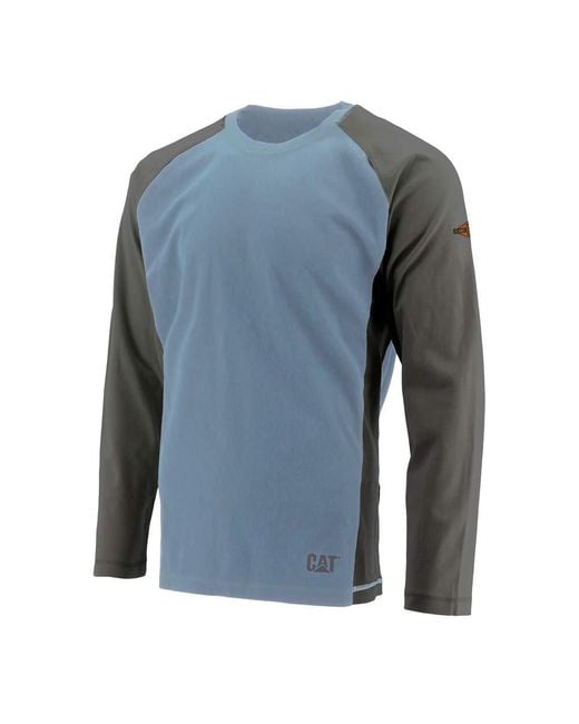 Caterpillar Blue Big And Tall L/s Performance Crew for men