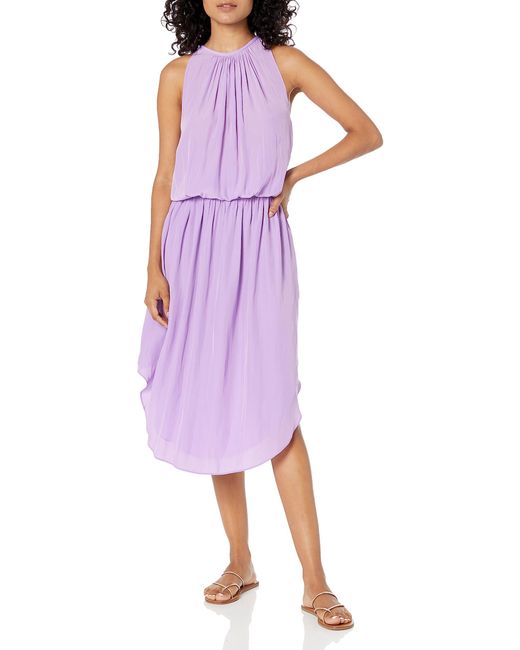 Ramy Brook Purple Audrey High Neck Midi Dress