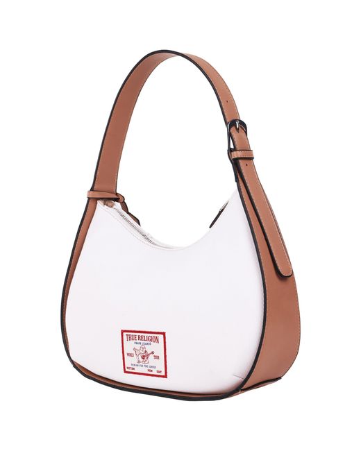 True Religion Pink Hobo, Shoulder Bag With Contrast Trim And Horseshoe Pocket Design