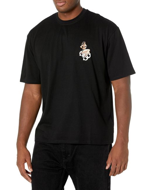 Guess Black Short Sleeve Basic West Coast Pin Up Tee for men
