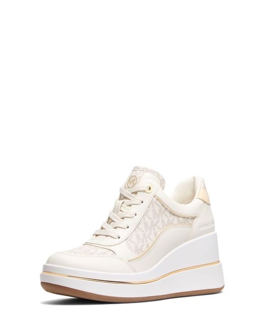 Michael Kors White Emmy Wedge Trainer