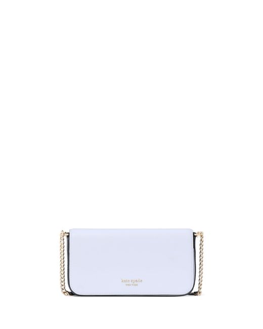 Kate Spade White Devin Colorblocked Saffiano Leather Flap Chain Wallet
