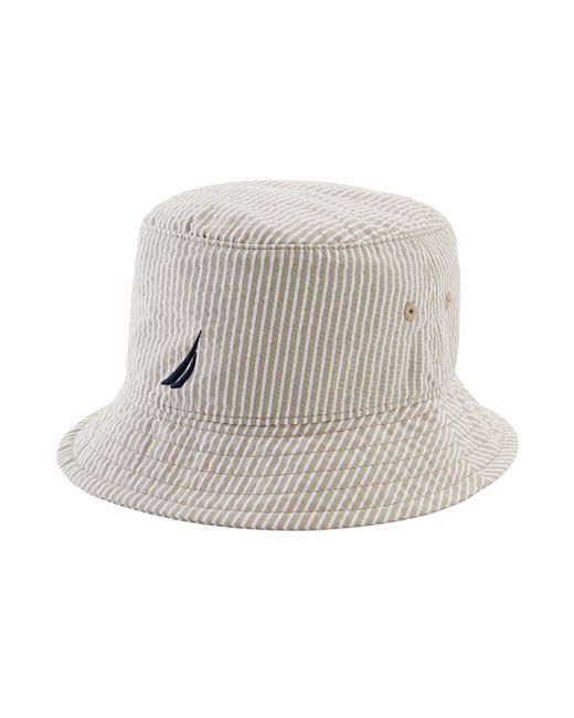 Nautica Gray Seersucker Bucket Hat for men