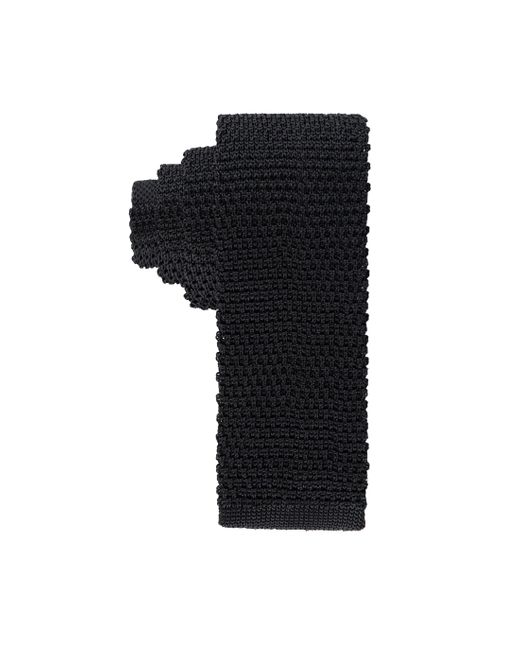 Tommy Hilfiger Black Th Knit Solid Global Stripe Tie for men