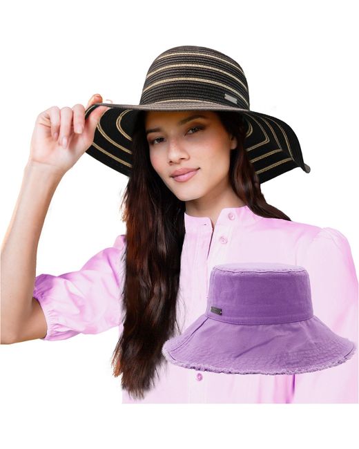 Nicole Miller Purple Nicole Miller Bucket Straw Sun Hat