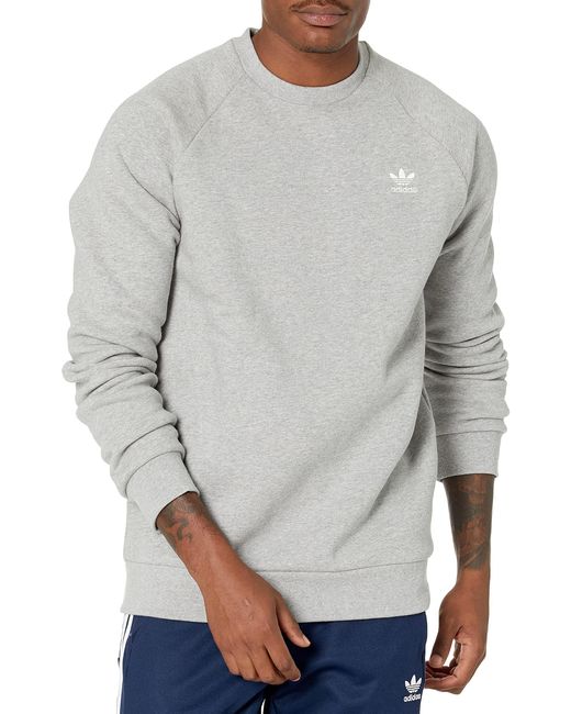 adidas Originals Fleece Adicolor Essentials Trefoil Crewneck Sweatshirt in Black for Men - Lyst