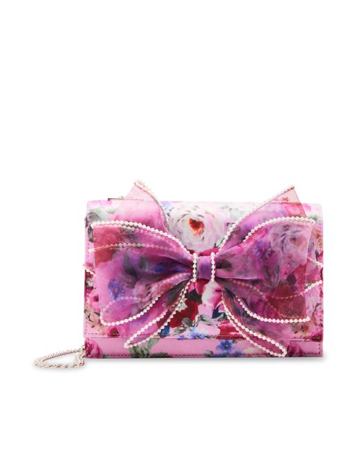 Betsey Johnson Purple Pearl Trimmed Bow Bag
