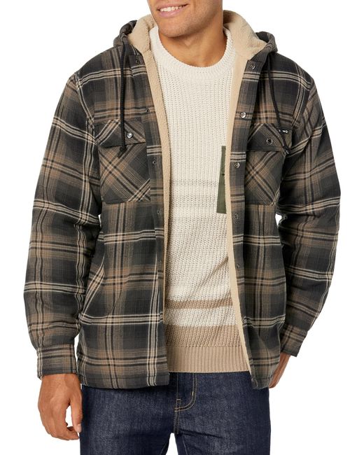 Wolverine Black Hastings Sherpa Lined Zip Hooded Shirt Jac for men