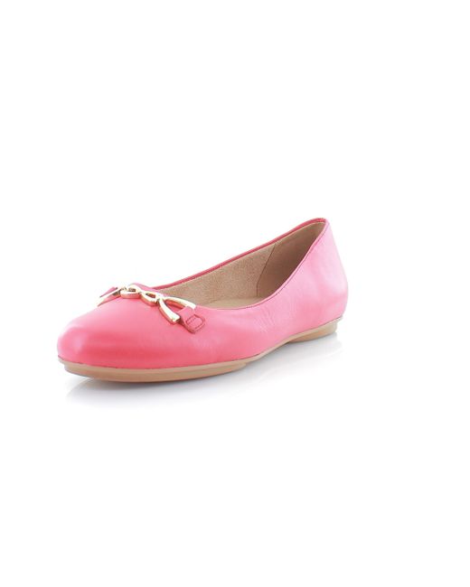 Naturalizer Pink S Maxwell-bit Chain Detail Round Toe Slip On Ballet Flats Crimson Red Leather 6 W