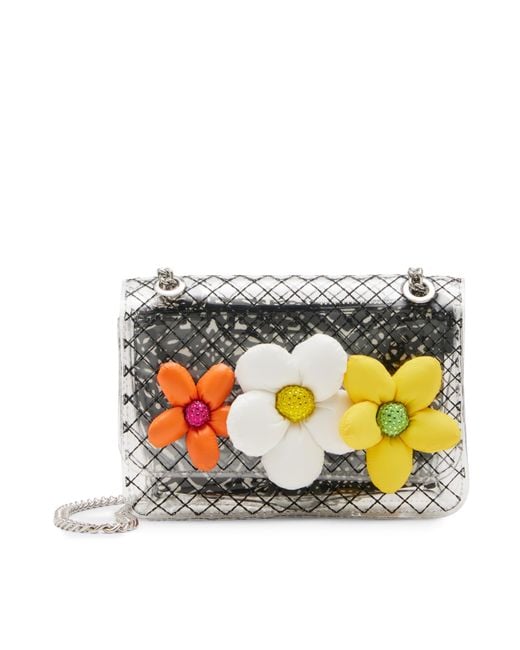 Betsey Johnson Multicolor Puffy Flowers Clear Flap Bag