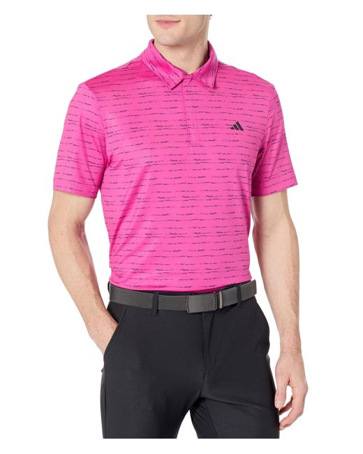 Adidas Pink Stripe Zipper Polo for men