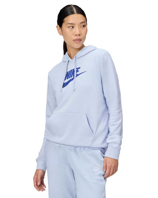 Nike Blue Sportswear Club Fleece Logo Pullover Hoodie