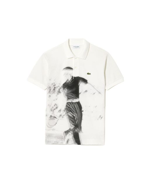 Lacoste White Short Sleeve Classic Fit Rene Graphic Polo for men