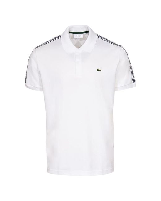 Lacoste White S Contemporary Collections Short Sleeve Regular Fit Mini Pique With Shoulder Taping Polo Shirt for men