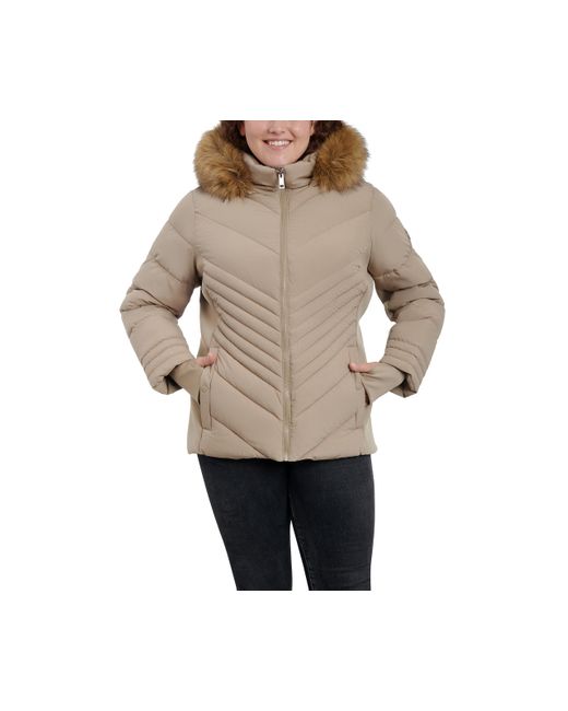 London Fog Natural Plus Size Zip Front Active Puffer