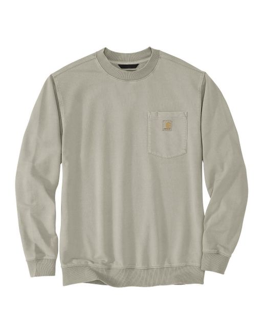 Carhartt Gray Relaxed Fit Midweight Garment Dye French Terry Crewneck Pocket Sweatshirt for men