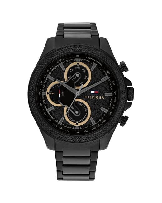 Tommy Hilfiger Black Stainless Steel Racing-inspired Watch for men