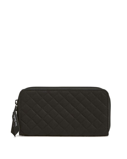 Vera Bradley Black Cotton Jordin Continental Wallet With Rfid Protection