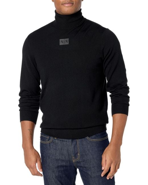 Emporio Armani Black A | X Armani Exchange Merino Wool Mix Pullover Turtleneck Sweater for men