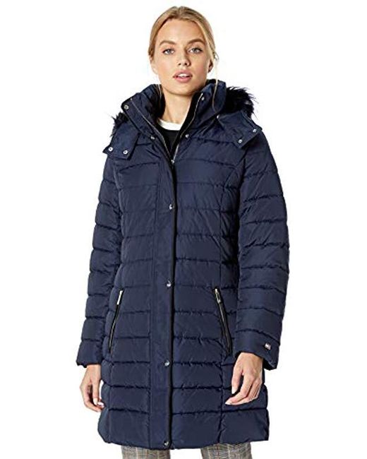 Tommy Hilfiger Midlength Puffer Jacket With Faux Fur Trimmed Hood in ...