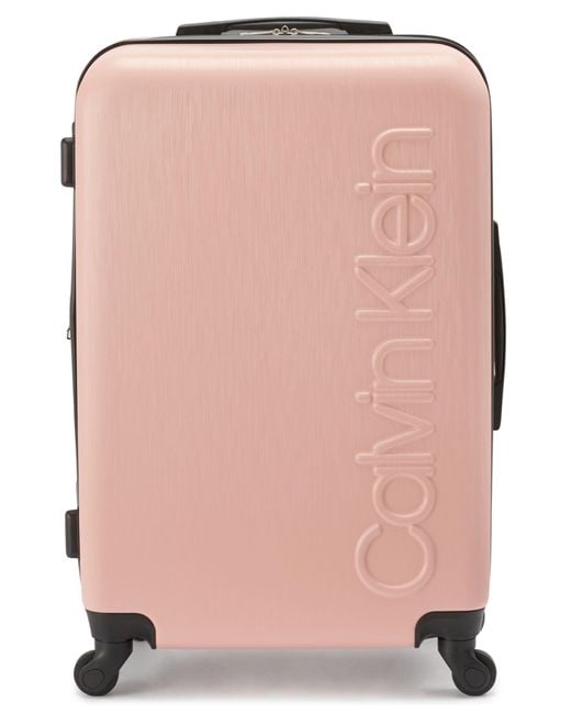Calvin Klein Pink Hard Side Upright Luggage Spinner Light Weight Suitcase