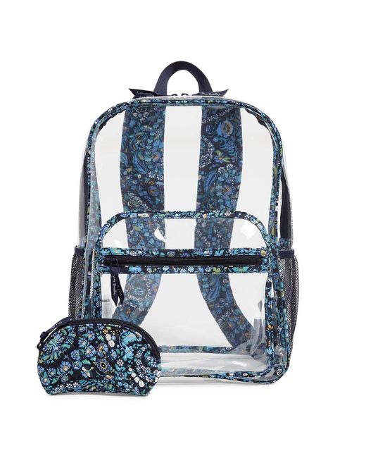Vera Bradley Blue Clearly Colorful Large Backpack With Pouch