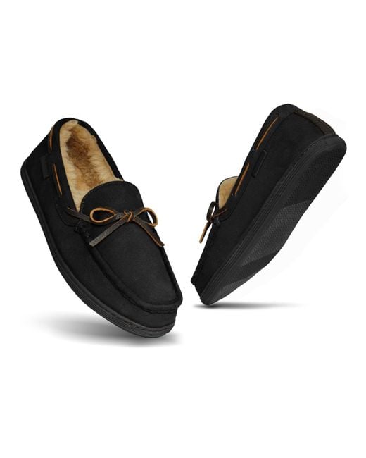 Cole Haan Black Classic Slip-on Microsuede Moccasin Slipper for men