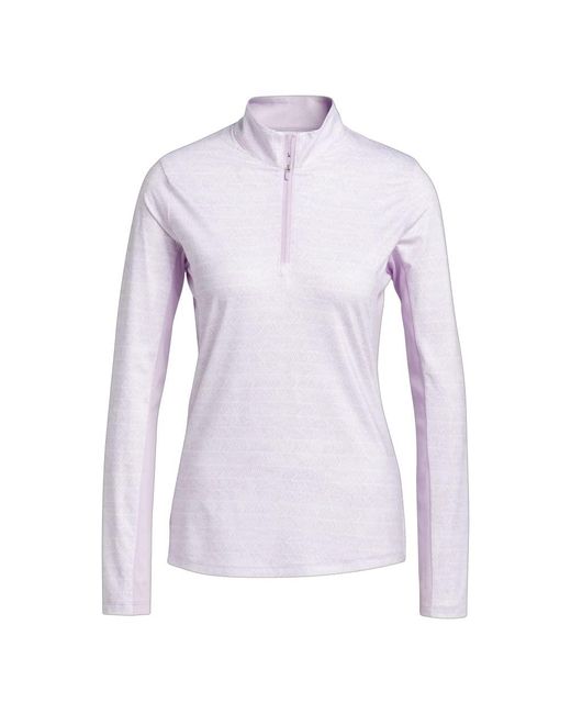 Adidas Purple Standard Ultimate365 Long Sleeve Print Polo Shirt