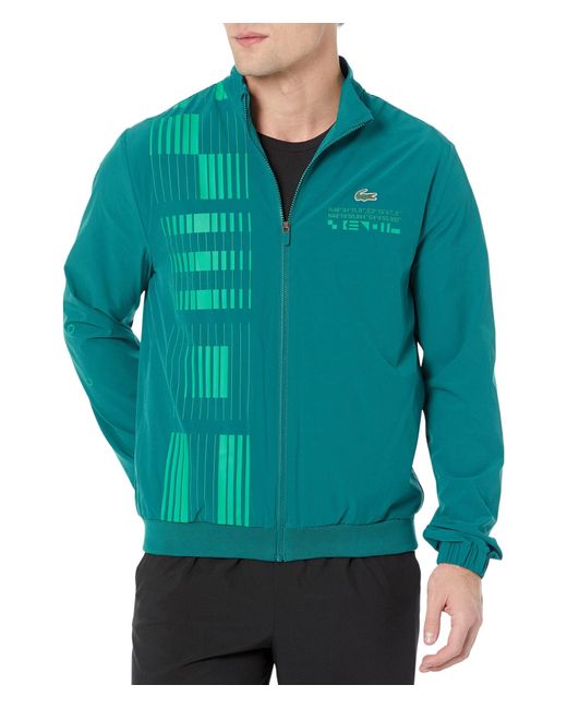 Lacoste Green Long Sleeve Djokovic Off-court Tennis Full Zip Sweatshirt for men