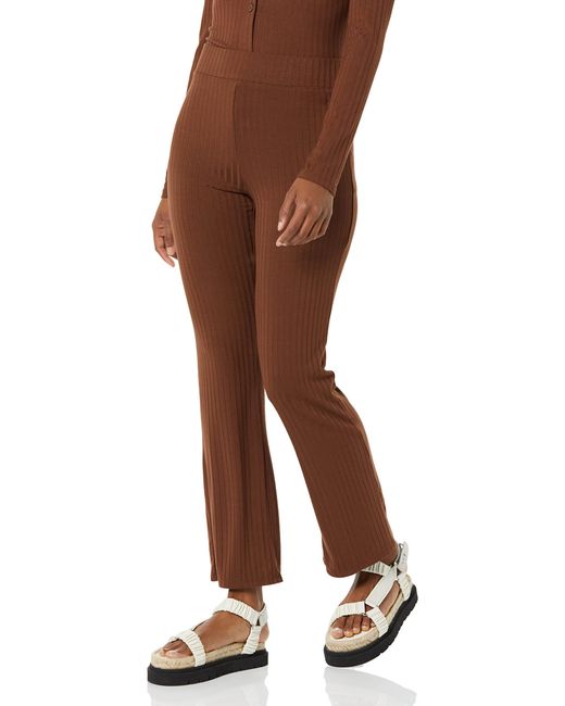 Amazon Essentials Brown Wide Rib Flared Ankle Pant