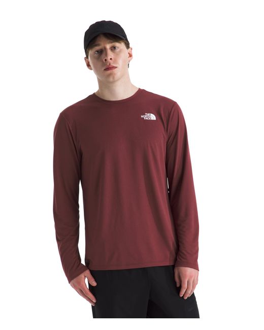 The North Face Red 24/7 Long-sleeve Tee | Lightweight Athletic Shirt With Moisture Wicking Flashdry Technology & Heat Transfer Logo for men