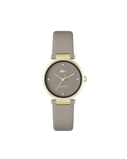 Lacoste Gray Orba 3h Quartz Water-resistant Fashion Watch With Taupe Leather Strap