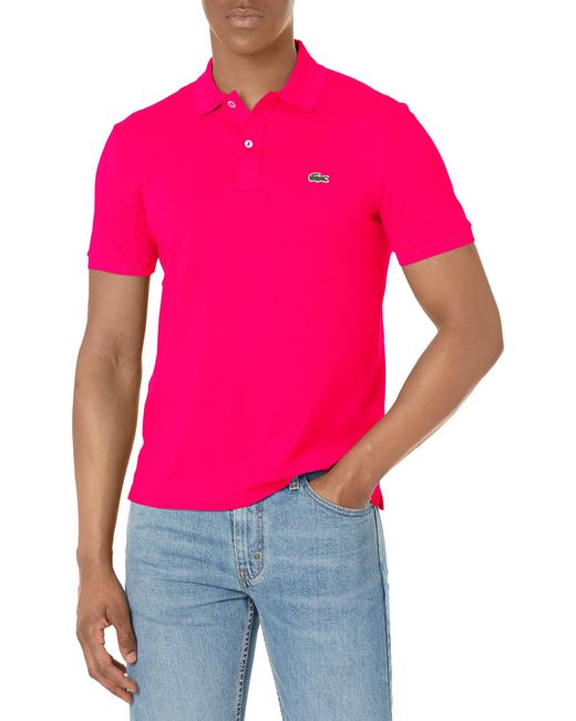 Lacoste Red Classic Pique Slim Fit Short Sleeve Polo Shirt for men