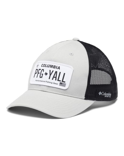 Columbia White Pfg Trucker Patch Snap Back