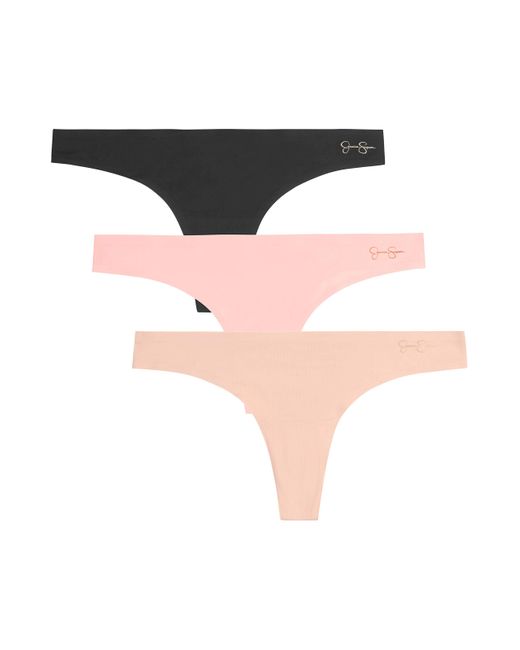 Jessica Simpson No Show Thong Panties Underwear Multi-pack, in Pink
