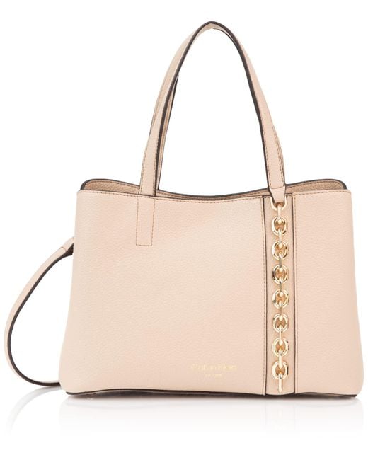 Calvin Klein Leather Adeline Triple Compartment Satchel in Natural Lyst