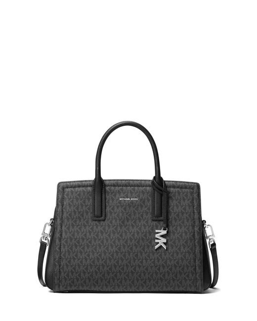 MICHAEL Michael Kors Black Mk Laila Medium Signature Logo Satchel
