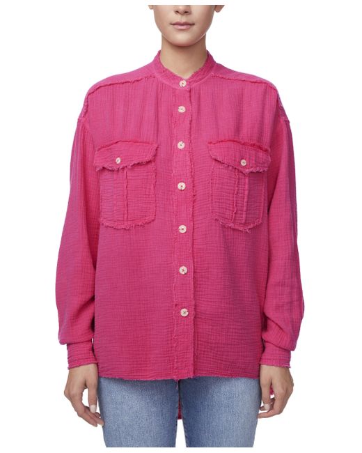 Buffalo David Bitton Pink Taylee Oversized Long Sleeve Button Down Shirt