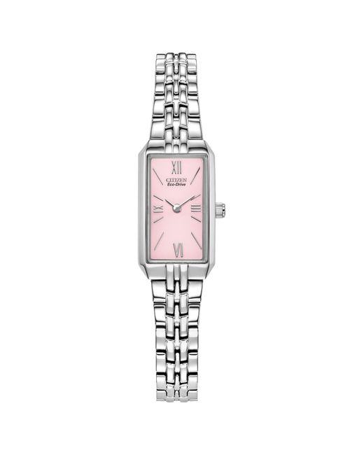 Citizen Ladies' Eco-drive Classic Dress Corso Stainless Steel Rectangle Watch With Pink Dial