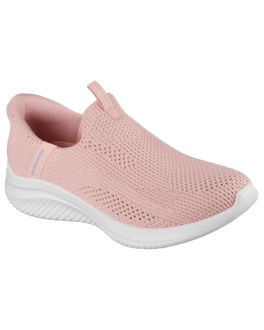 Skechers Women's Pink Ultra Flex Bliss Hands Free Slip-ins  Sneaker