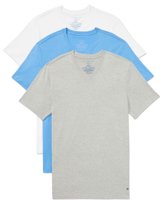 Tommy Hilfiger Blue Cotton Classic 3-pack V-neck Undershirts for men