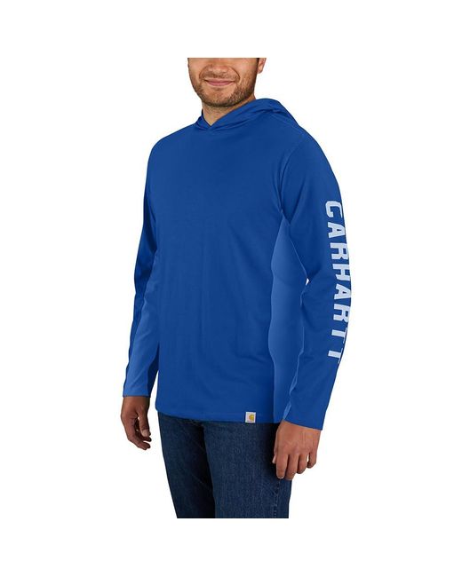 Carhartt Blue Force Relaxed Fit Midweight Long-sleeve Logo Graphic Hooded T-shirt for men