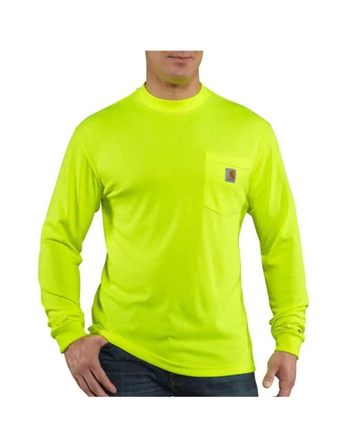 Carhartt Yellow High Visibility Force Color Enhanced Long Sleeve Tee,brite Lime,x-large for men