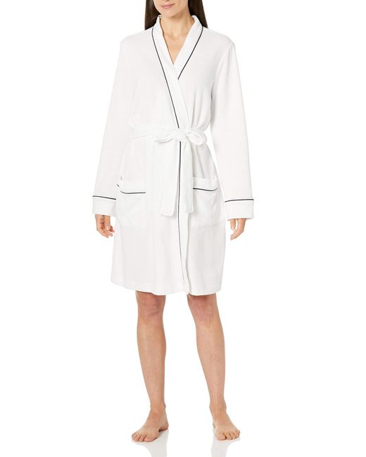 Amazon Essentials White Standard Lightweight Waffle Mid-length Robe