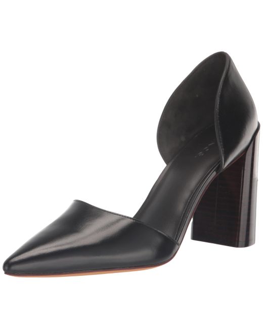 Vince S Prim Pointed Toe Stacked Heel Pump Black Leather 7.5 M